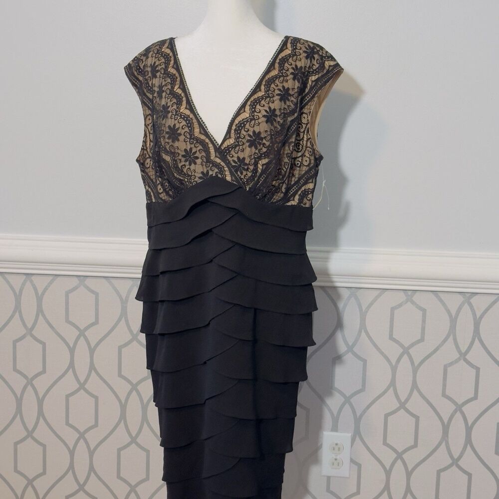 Adrianna Papell NWT Dress 14w Black Lace Shutter Cocktail Evening Wedding